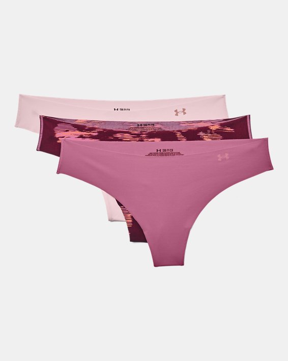 Women's UA Pure Stretch Thong 3-Pack Printed, Pink, pdpMainDesktop image number 3